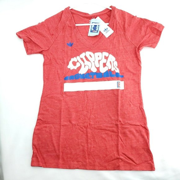 Adidas Womens Red Short Sleeve V Neck Clipper Basketball Pullover T Shirt Size M - Picture 1 of 13